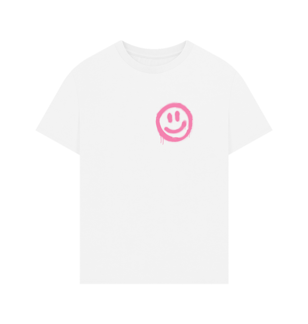 White AMSTER-DAM PINK SMILEY T-SHIRT