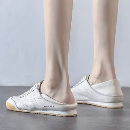 Ladies White Soft Leather Trainers / Mules 1.0