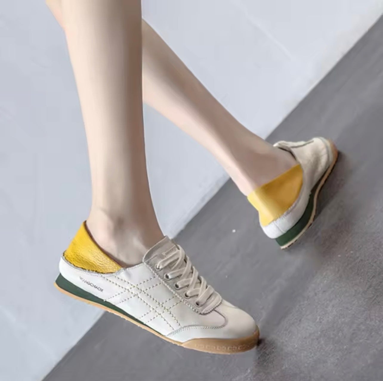 Ladies White Soft Leather Trainers / Mules 1.0