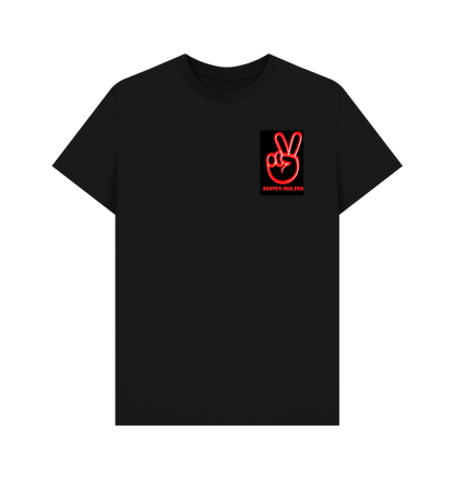 Black Amster-Dam T-Shirt Neon Red Peace .